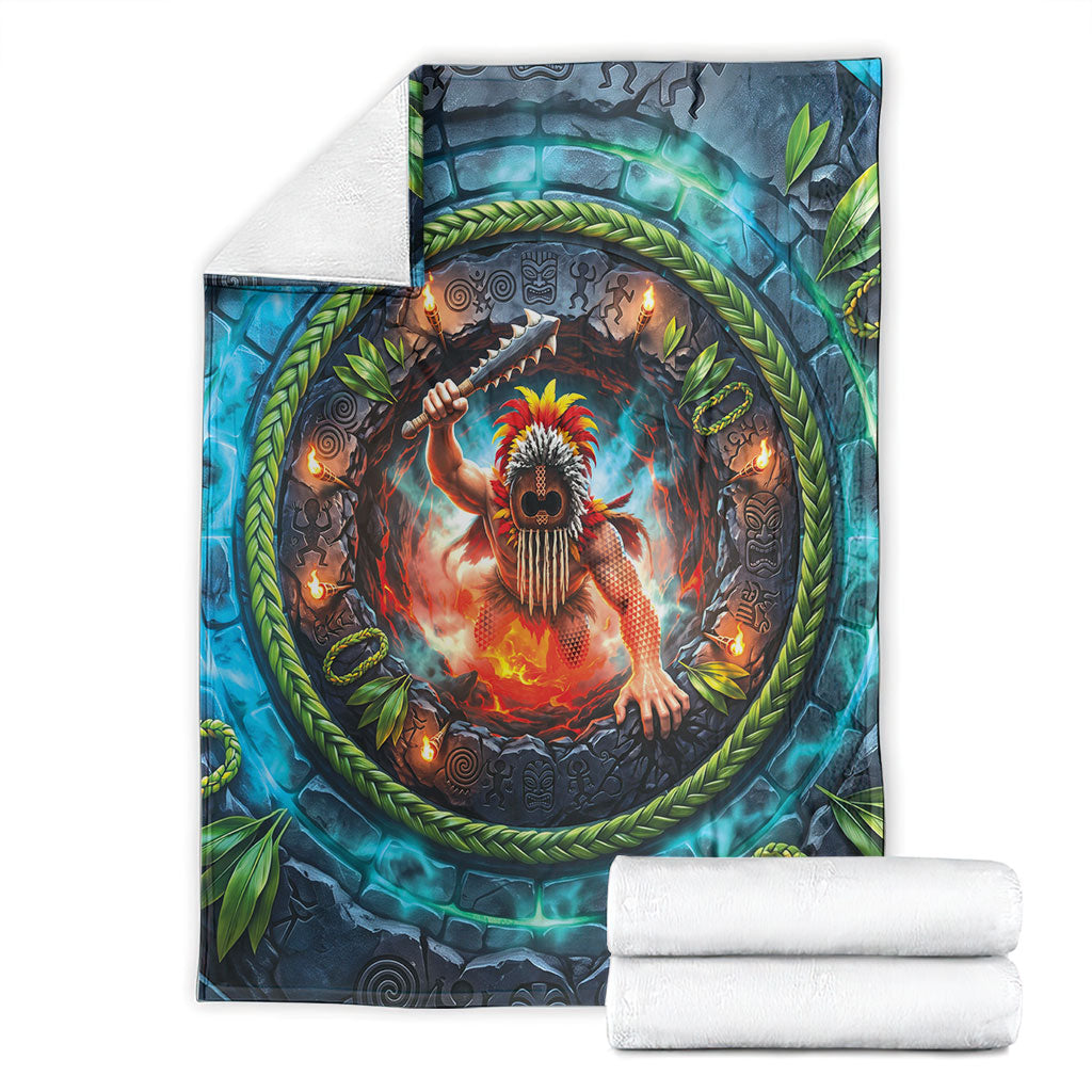 3D Illusion Nightmarchers Halloween Blanket Hawaiian Warrior Spirit Lava Portal