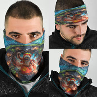 3D Illusion Nightmarchers Halloween Neck Gaiter Hawaiian Warrior Spirit Lava Portal