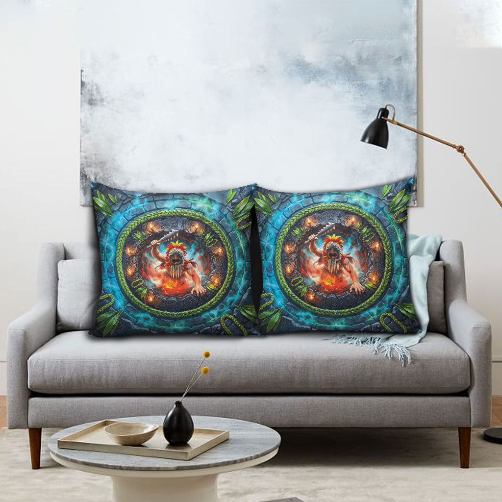3D Illusion Nightmarchers Halloween Pillow Cover Hawaiian Warrior Spirit Lava Portal