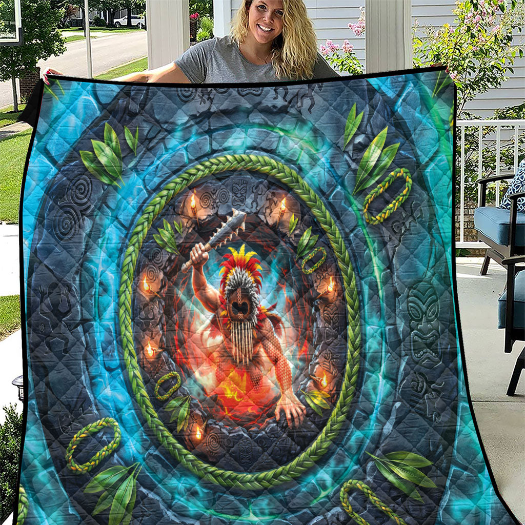 3D Illusion Nightmarchers Halloween Quilt Hawaiian Warrior Spirit Lava Portal