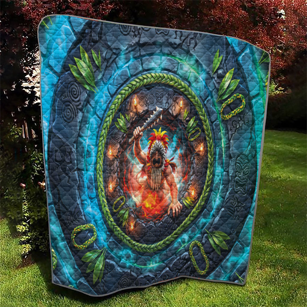 3D Illusion Nightmarchers Halloween Quilt Hawaiian Warrior Spirit Lava Portal