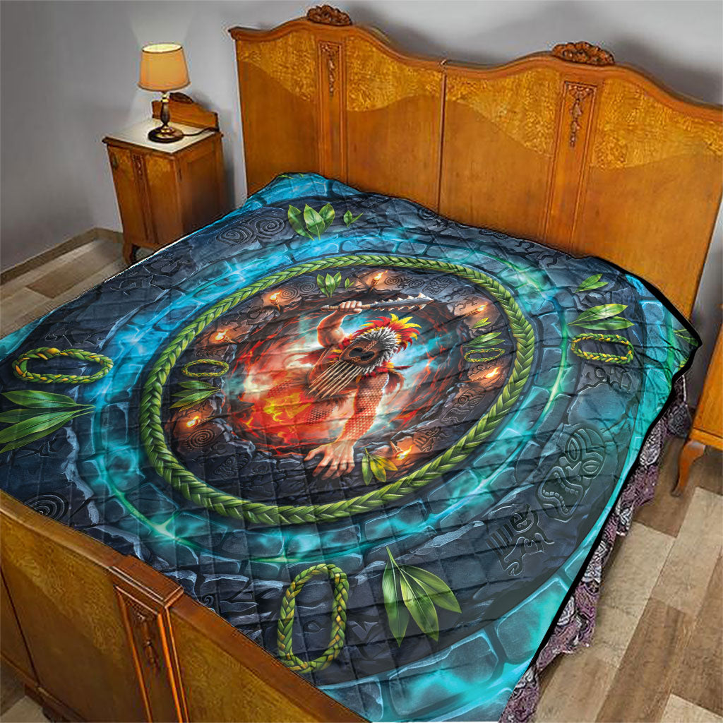 3D Illusion Nightmarchers Halloween Quilt Hawaiian Warrior Spirit Lava Portal