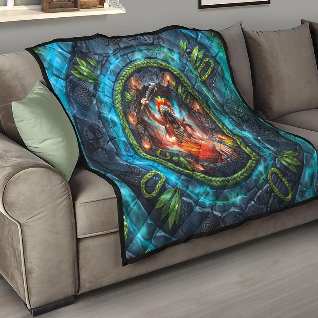 3D Illusion Nightmarchers Halloween Quilt Hawaiian Warrior Spirit Lava Portal