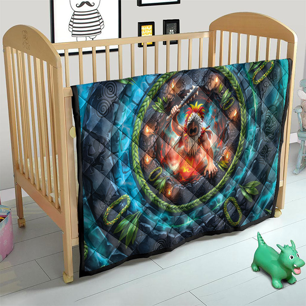 3D Illusion Nightmarchers Halloween Quilt Hawaiian Warrior Spirit Lava Portal