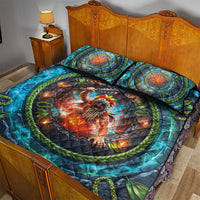3D Illusion Nightmarchers Halloween Quilt Bed Set Hawaiian Warrior Spirit Lava Portal