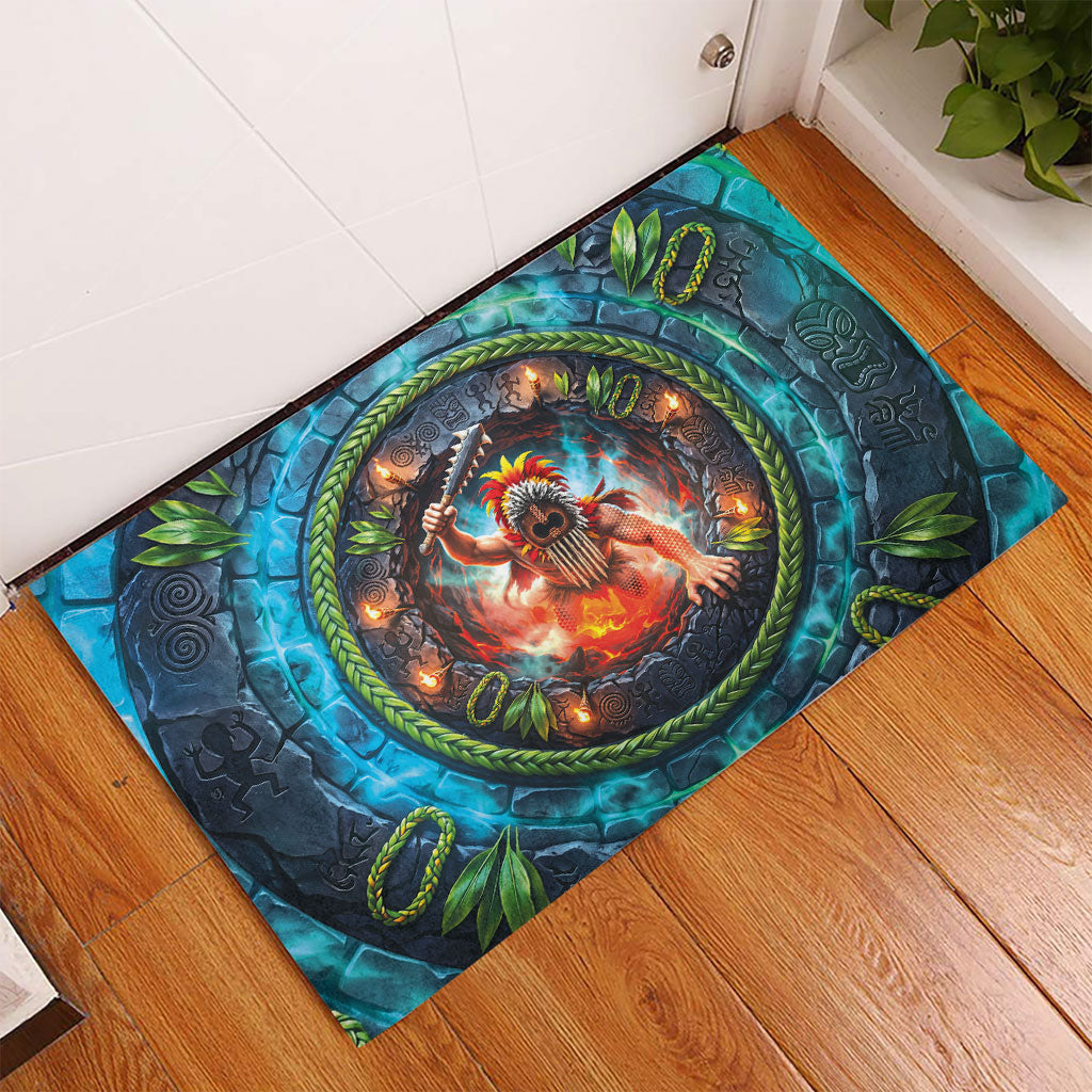 3D Illusion Nightmarchers Halloween Rubber Doormat Hawaiian Warrior Spirit Lava Portal