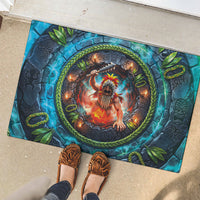 3D Illusion Nightmarchers Halloween Rubber Doormat Hawaiian Warrior Spirit Lava Portal