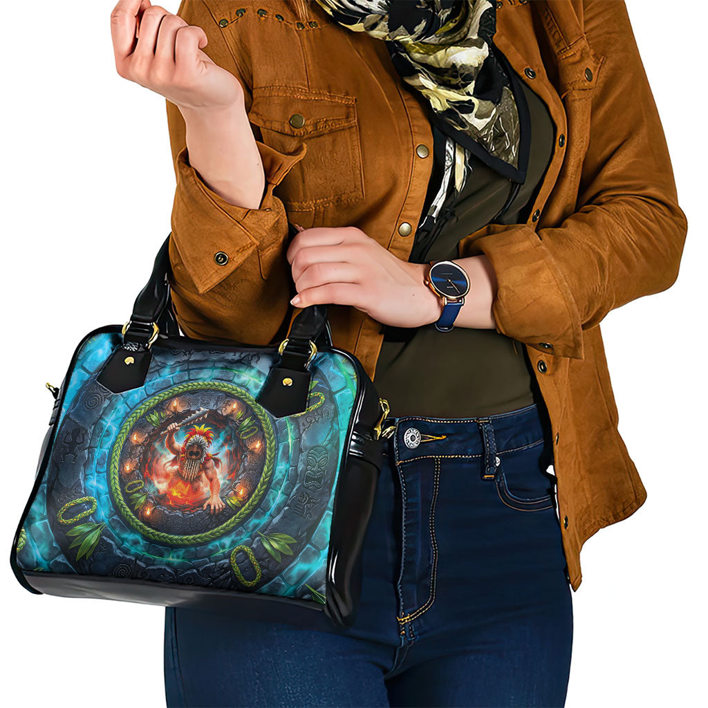 3D Illusion Nightmarchers Halloween Shoulder Handbag Hawaiian Warrior Spirit Lava Portal