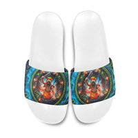 3D Illusion Nightmarchers Halloween Slide Sandals Hawaiian Warrior Spirit Lava Portal