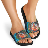 3D Illusion Nightmarchers Halloween Slide Sandals Hawaiian Warrior Spirit Lava Portal