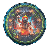 3D Illusion Nightmarchers Halloween Spare Tire Cover Hawaiian Warrior Spirit Lava Portal