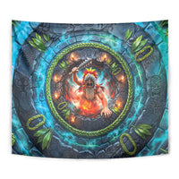 3D Illusion Nightmarchers Halloween Tapestry Hawaiian Warrior Spirit Lava Portal