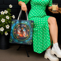 3D Illusion Nightmarchers Halloween Tote Bag Hawaiian Warrior Spirit Lava Portal