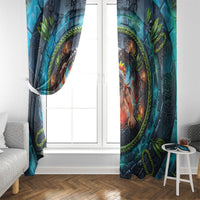 3D Illusion Nightmarchers Halloween Window Curtain Hawaiian Warrior Spirit Lava Portal