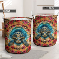 3D Illusion Honu Halloween Laundry Basket Hawaiian Sea Turtle Skull Shell Vortex