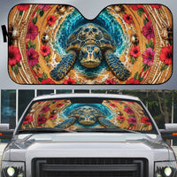 3D Illusion Honu Halloween Auto Sun Shade Hawaiian Sea Turtle Skull Shell Vortex
