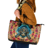 3D Illusion Honu Halloween Leather Tote Bag Hawaiian Sea Turtle Skull Shell Vortex