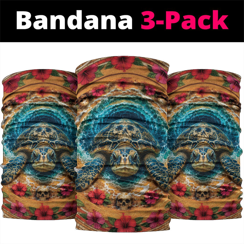 3D Illusion Honu Halloween Neck Gaiter Hawaiian Sea Turtle Skull Shell Vortex