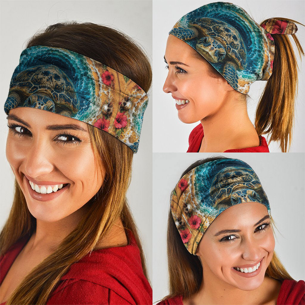 3D Illusion Honu Halloween Neck Gaiter Hawaiian Sea Turtle Skull Shell Vortex