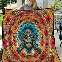 3D Illusion Honu Halloween Quilt Hawaiian Sea Turtle Skull Shell Vortex