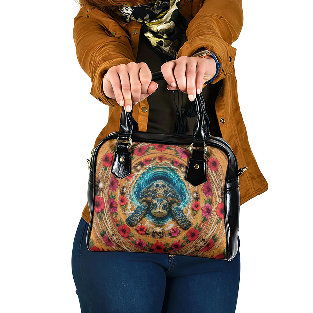 3D Illusion Honu Halloween Shoulder Handbag Hawaiian Sea Turtle Skull Shell Vortex