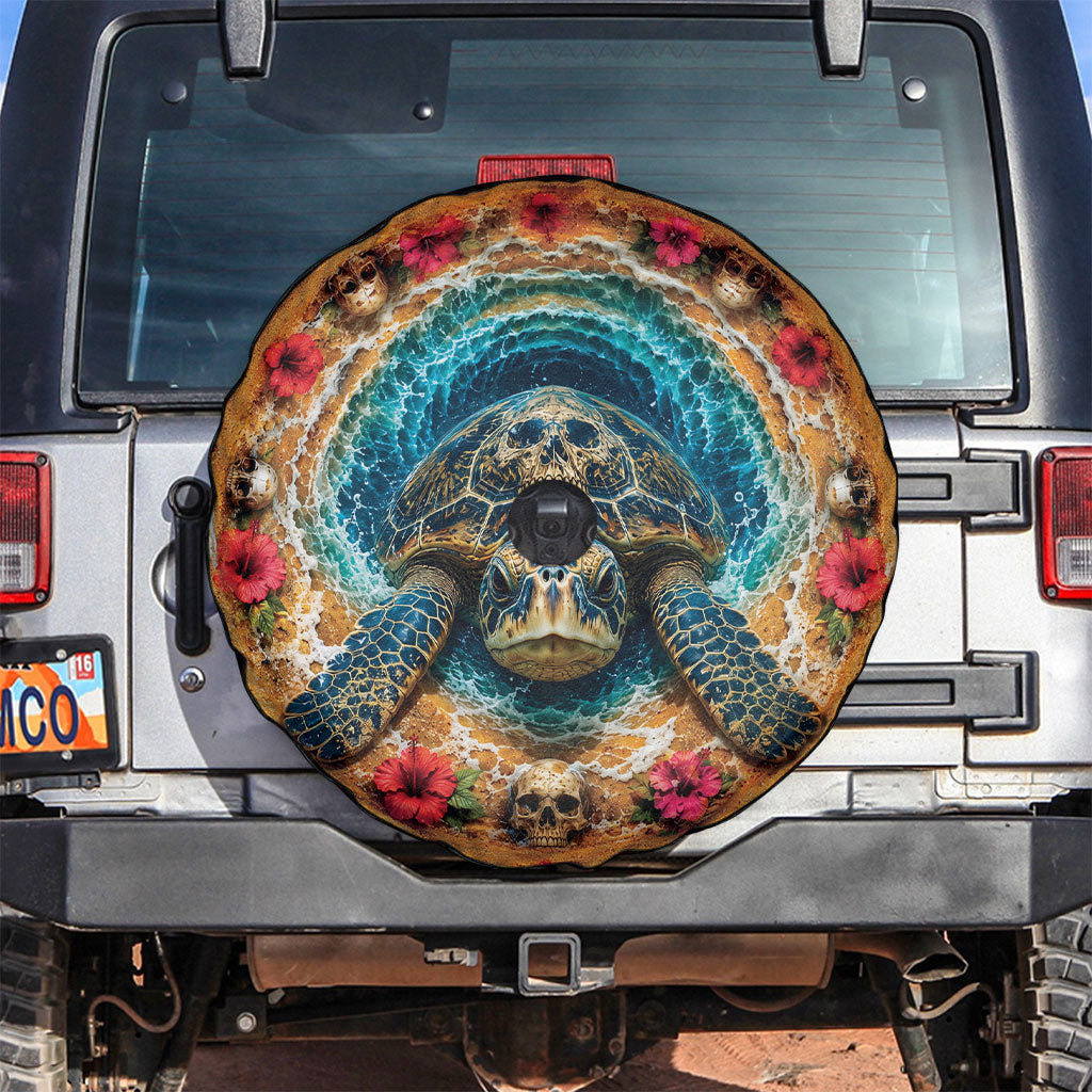 3D Illusion Honu Halloween Spare Tire Cover Hawaiian Sea Turtle Skull Shell Vortex