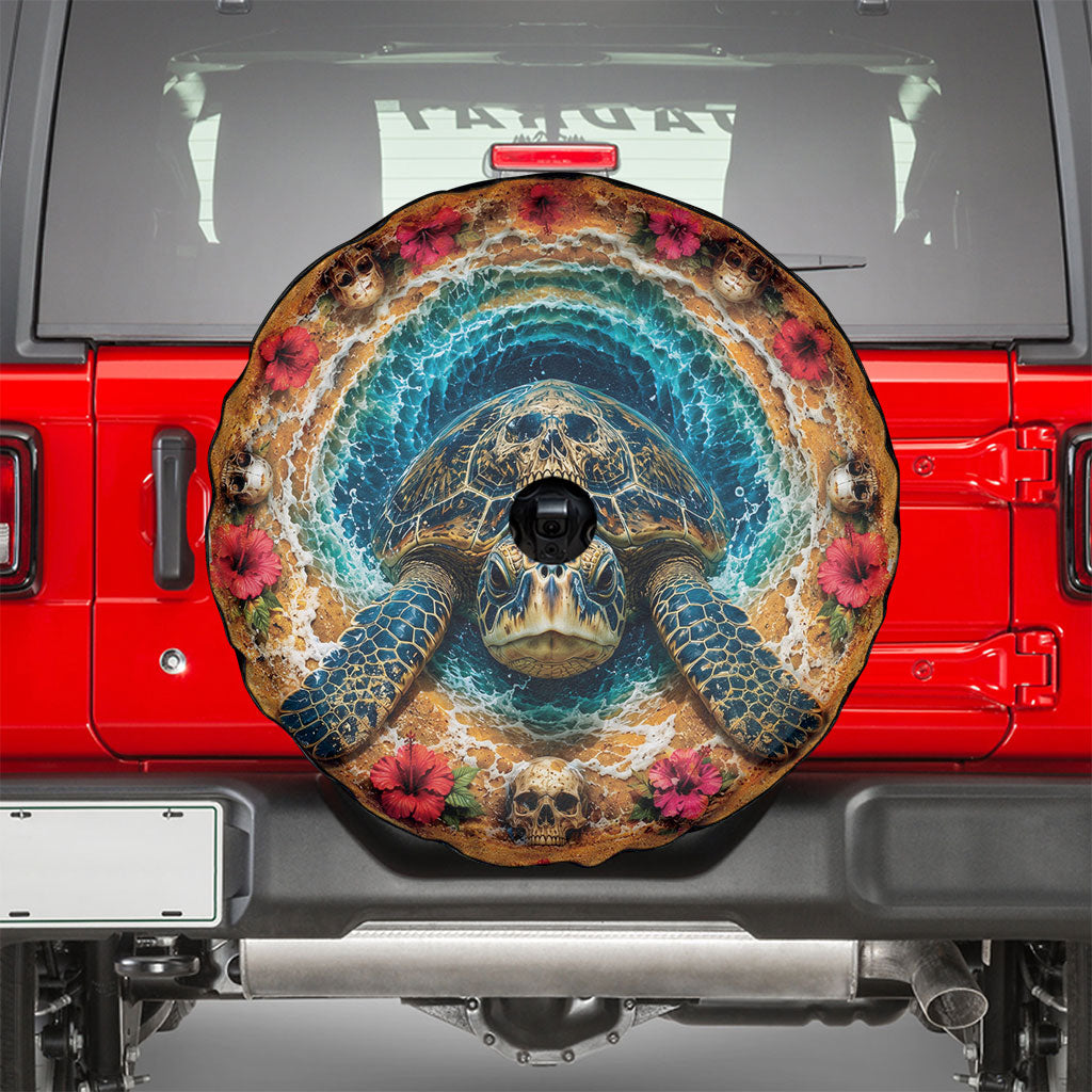 3D Illusion Honu Halloween Spare Tire Cover Hawaiian Sea Turtle Skull Shell Vortex