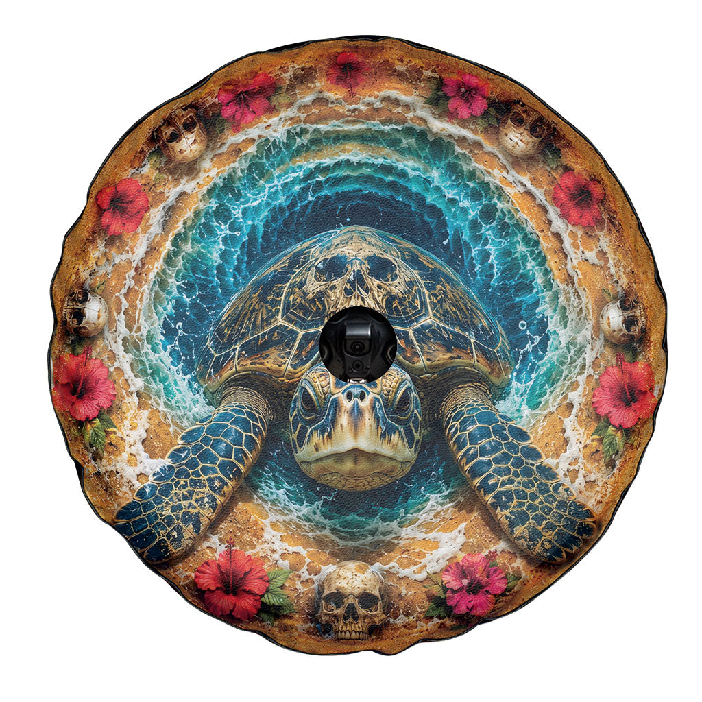 3D Illusion Honu Halloween Spare Tire Cover Hawaiian Sea Turtle Skull Shell Vortex