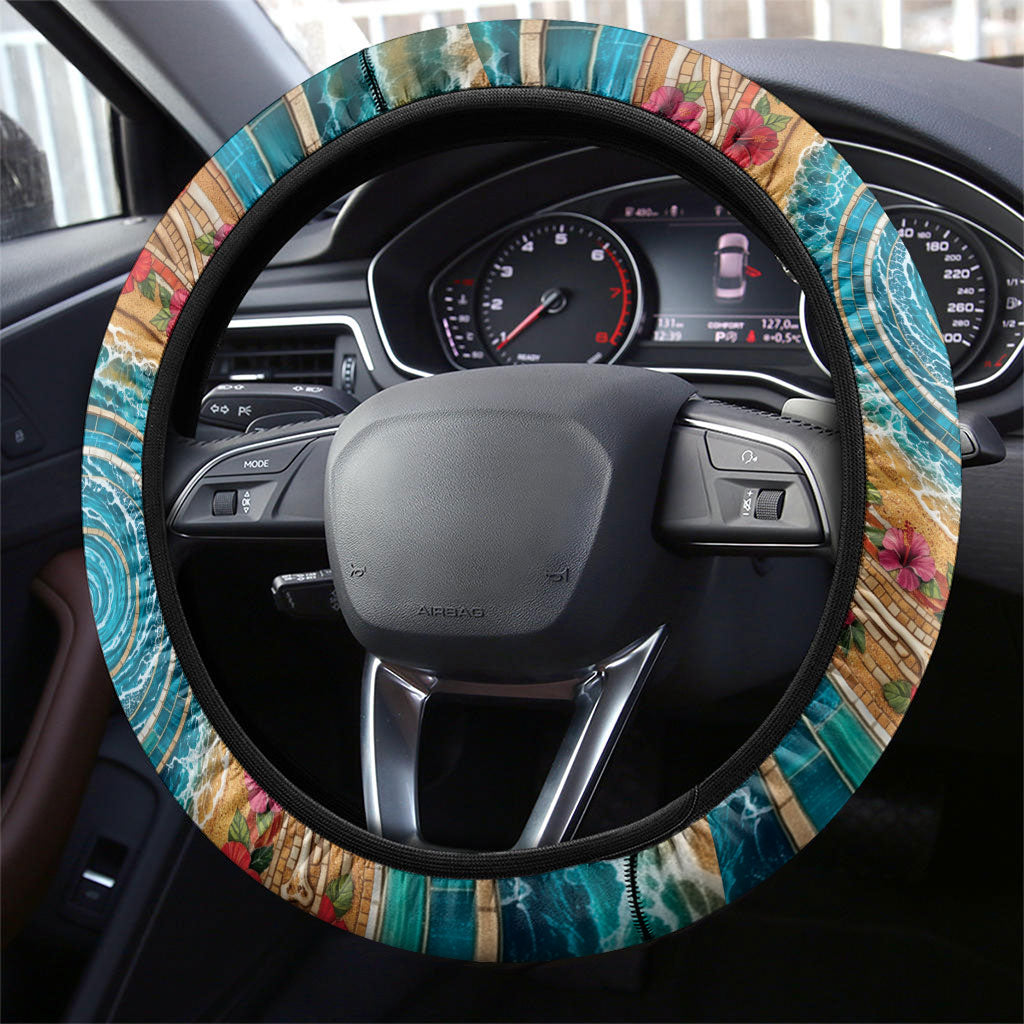 3D Illusion Honu Halloween Steering Wheel Cover Hawaiian Sea Turtle Skull Shell Vortex