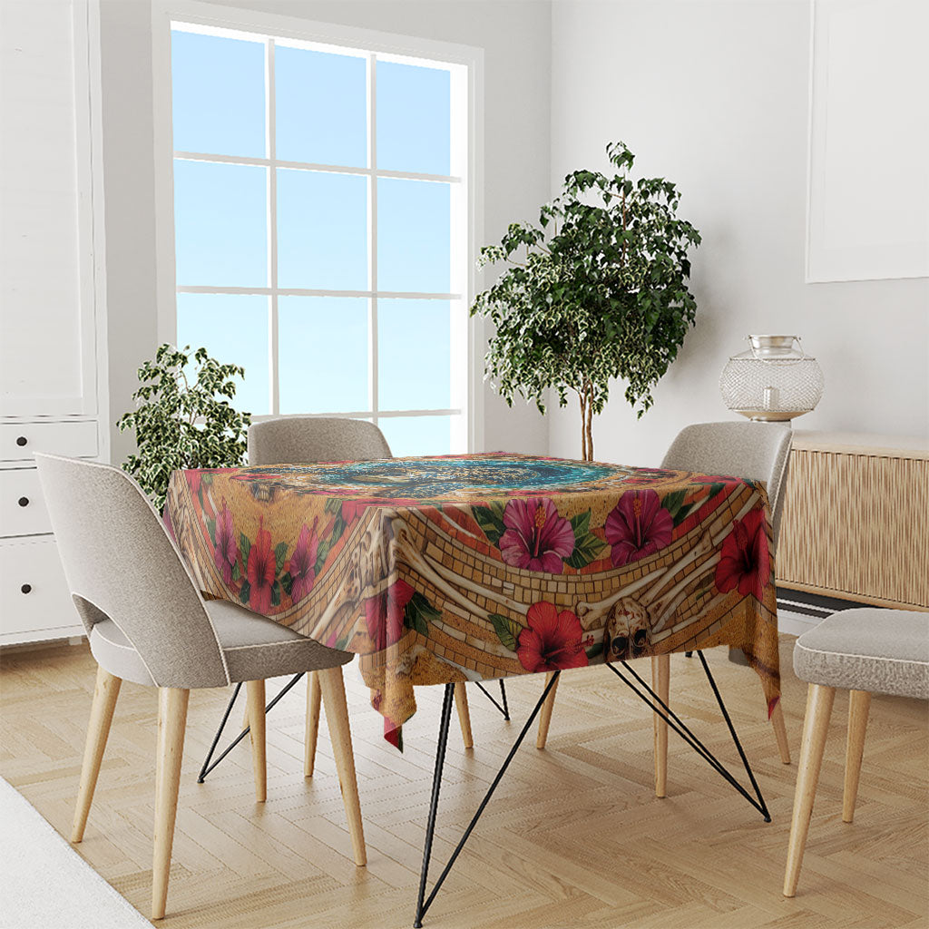 3D Illusion Honu Halloween Tablecloth Hawaiian Sea Turtle Skull Shell Vortex