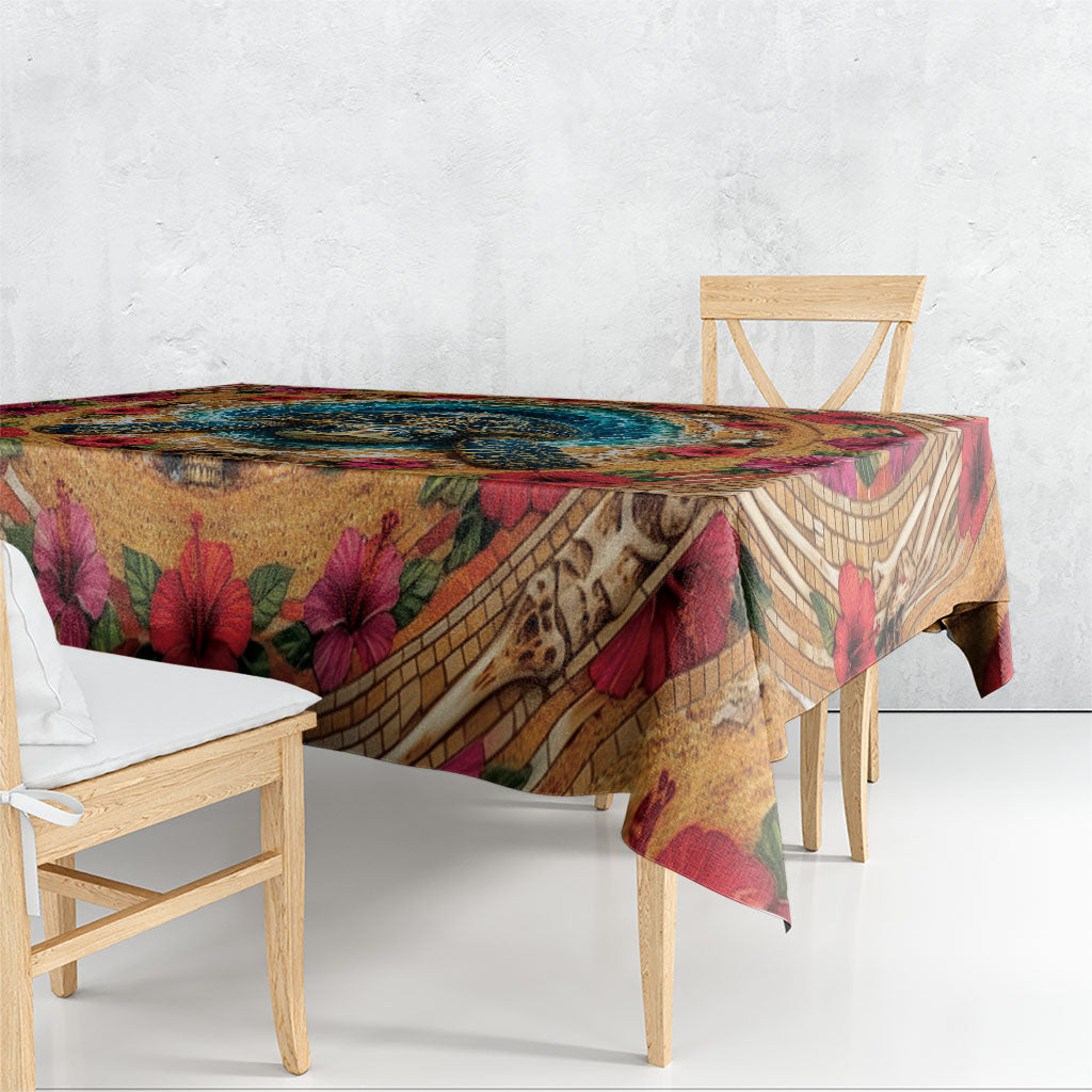 3D Illusion Honu Halloween Tablecloth Hawaiian Sea Turtle Skull Shell Vortex