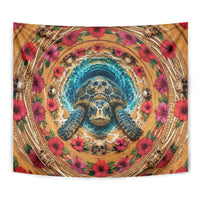 3D Illusion Honu Halloween Tapestry Hawaiian Sea Turtle Skull Shell Vortex