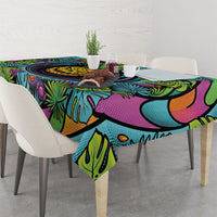3D Illusion Pineapple Jack O Lantern Halloween Tablecloth Tropical Spooky Fruit Monstera Swirl