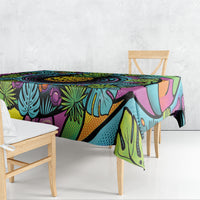 3D Illusion Pineapple Jack O Lantern Halloween Tablecloth Tropical Spooky Fruit Monstera Swirl