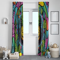 3D Illusion Pineapple Jack O Lantern Halloween Window Curtain Tropical Spooky Fruit Monstera Swirl