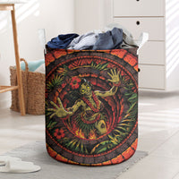 3D Illusion Hula Zombie Halloween Laundry Basket Hawaiian Undead Dancer Volcano Stone Well