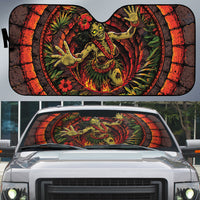 3D Illusion Hula Zombie Halloween Auto Sun Shade Hawaiian Undead Dancer Volcano Stone Well