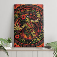 3D Illusion Hula Zombie Halloween Canvas Wall Art Hawaiian Undead Dancer Volcano Stone Well