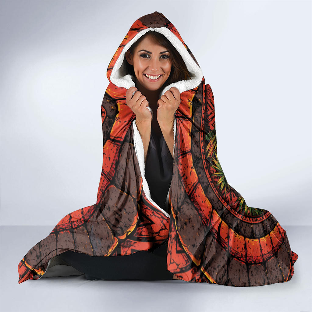 3D Illusion Hula Zombie Halloween Hooded Blanket Hawaiian Undead Dancer Volcano Stone Well