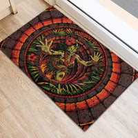 3D Illusion Hula Zombie Halloween Rubber Doormat Hawaiian Undead Dancer Volcano Stone Well