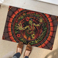 3D Illusion Hula Zombie Halloween Rubber Doormat Hawaiian Undead Dancer Volcano Stone Well