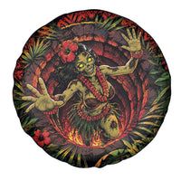 3D Illusion Hula Zombie Halloween Spare Tire Cover Hawaiian Undead Dancer Volcano Stone Well