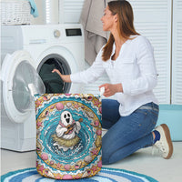 3D Illusion Hula Ghost Halloween Laundry Basket Hawaiian Ukulele Spirit Ocean Vortex
