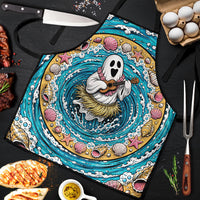 3D Illusion Hula Ghost Halloween Apron Hawaiian Ukulele Spirit Ocean Vortex