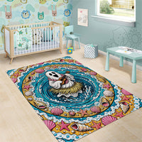 3D Illusion Hula Ghost Halloween Area Rug Hawaiian Ukulele Spirit Ocean Vortex