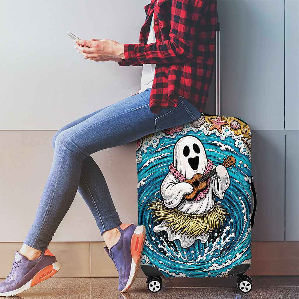 3D Illusion Hula Ghost Halloween Luggage Cover Hawaiian Ukulele Spirit Ocean Vortex