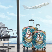3D Illusion Hula Ghost Halloween Luggage Cover Hawaiian Ukulele Spirit Ocean Vortex