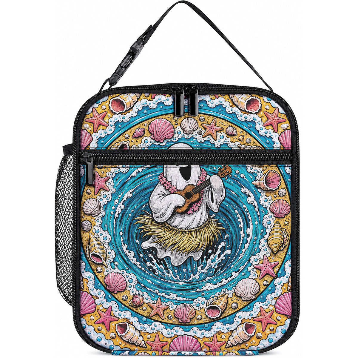 3D Illusion Hula Ghost Halloween Lunch Bag Hawaiian Ukulele Spirit Ocean Vortex