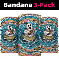 3D Illusion Hula Ghost Halloween Neck Gaiter Hawaiian Ukulele Spirit Ocean Vortex