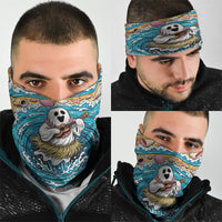 3D Illusion Hula Ghost Halloween Neck Gaiter Hawaiian Ukulele Spirit Ocean Vortex
